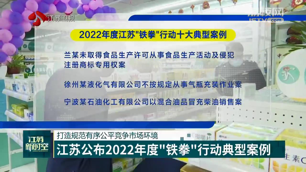 打造规范有序公平竞争市场环境 江苏公布2022年度“铁拳”行动典型案例