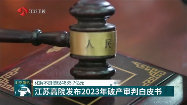 化解不良债权4835.7亿元 江苏高院发布2023年破产审判白皮书