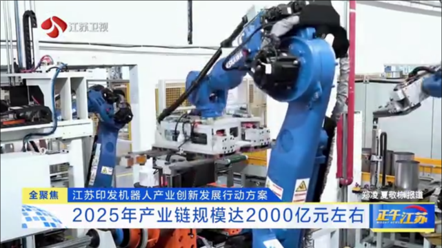 江苏印发机器人产业创新发展行动方案 2025年产业链规模达2000亿元左右